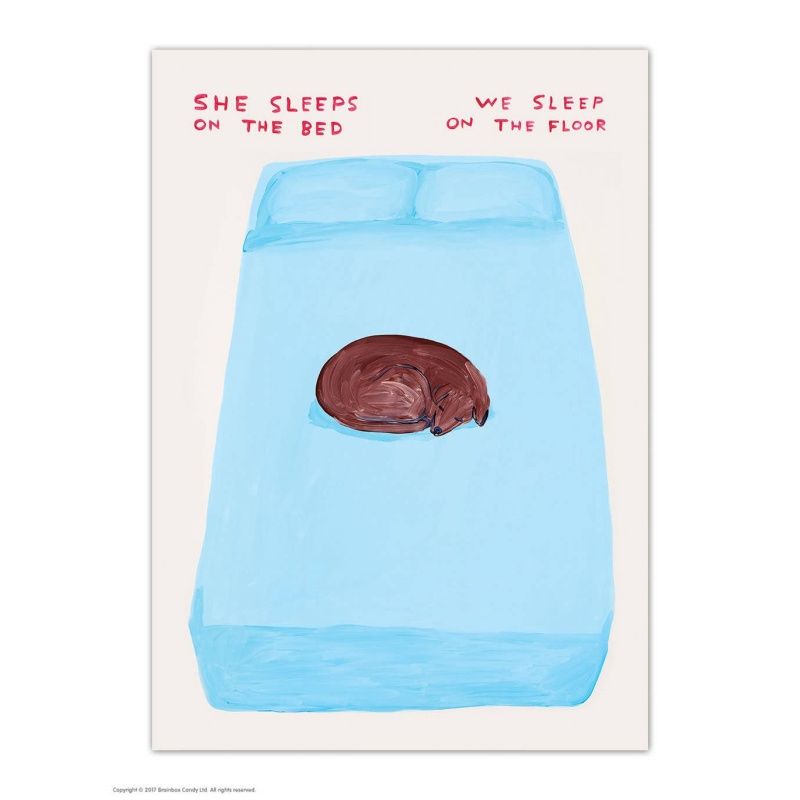 Postkaart &#39;she sleeps on the bed&#39;