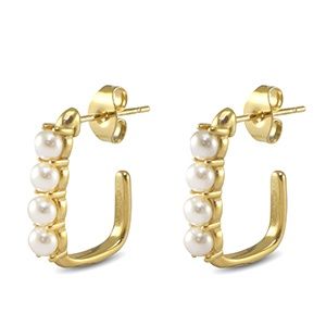 Oorbellen goud pearl ovals