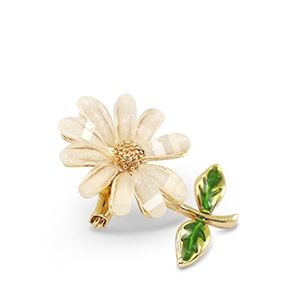 Broche flower · white-green-gold