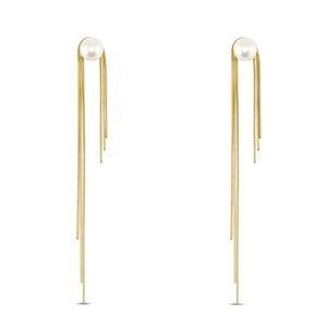 Oorbellen hangers goud koord met pearls
