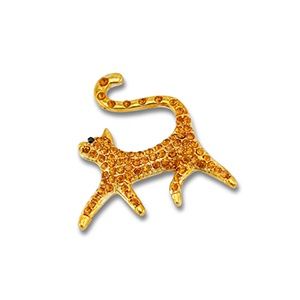 Broche kat · goud/oranje