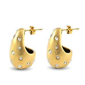 Oorbellen oorstekers drop with rhinestones · gold