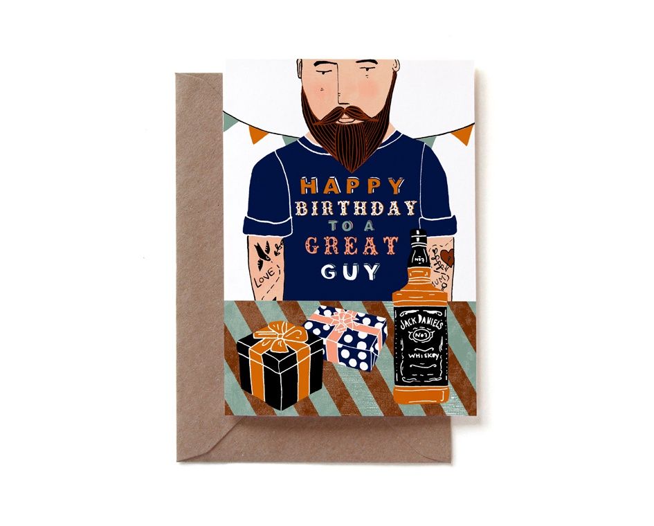 Dubbele kaart &#39;happy birthday to a great guy&#39;