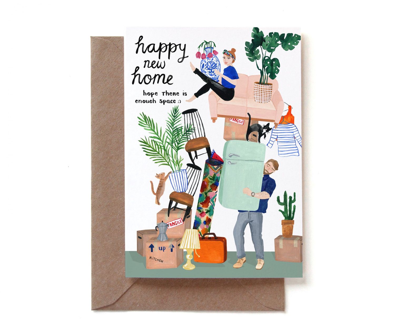 Dubbele kaart &#39;happy new home&#39; moving