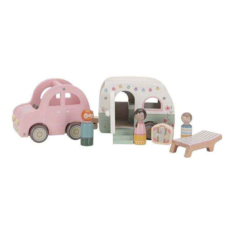 Little Dutch · Speelgoed auto met caravan FSC hout