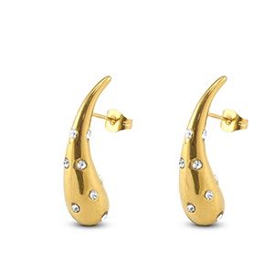Oorbellen long drop with rhinestones · gold