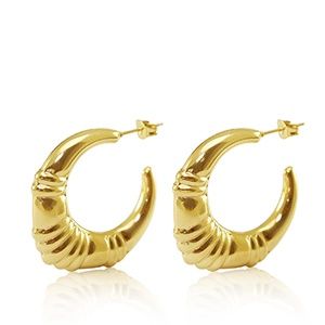 Oorbellen creolen oval goud rib