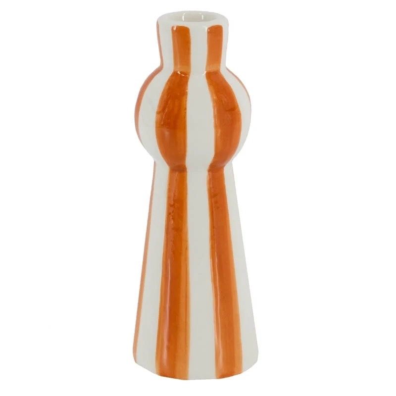 Kandelaar keramiek stripes · oranje