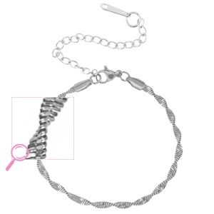 Armband silver stainless steel twisted cord · small