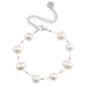 Armband ronde parels silver