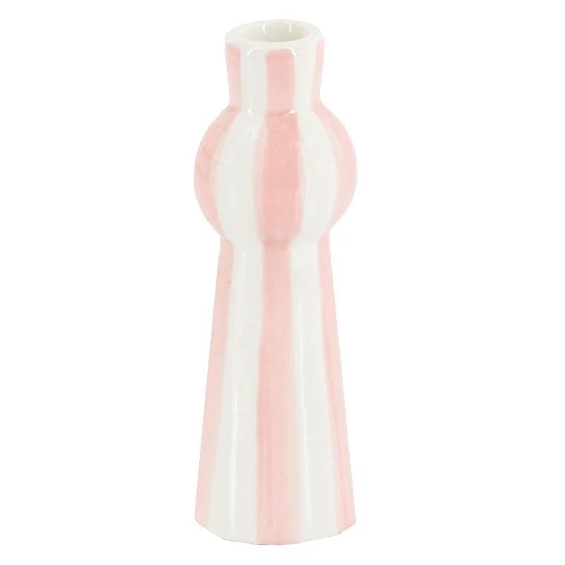Kandelaar keramiek stripes · roze