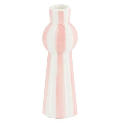 Kandelaar keramiek stripes · roze
