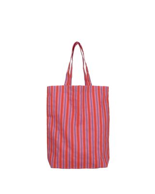 Katoenen tas - stripes rose/blood orange/cornflower