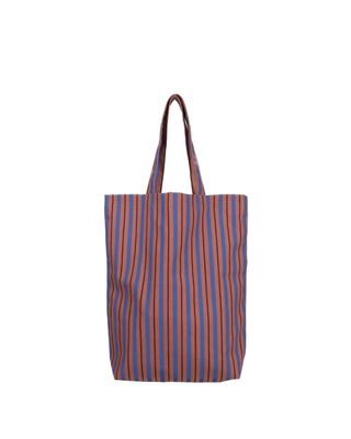 Katoenen tas stripes · liver + cornflower + dark rose