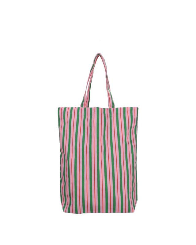 Katoenen tas striped · light fuchsia/grass green/blood orange