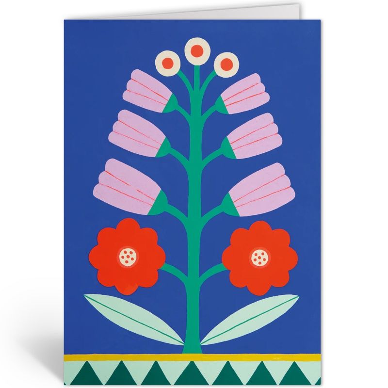 Dubbele kaart still life • folk floral blue