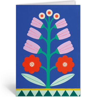 Dubbele kaart still life • folk floral blue