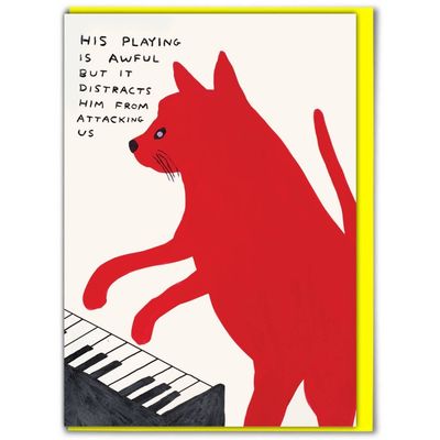 Dubbele kaart &#39;Cat playing piano birthday&#39;