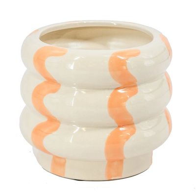 Aardewerk vaas beige · perzik 3 laags klein