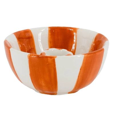 Kandelaar keramiek oranje streep