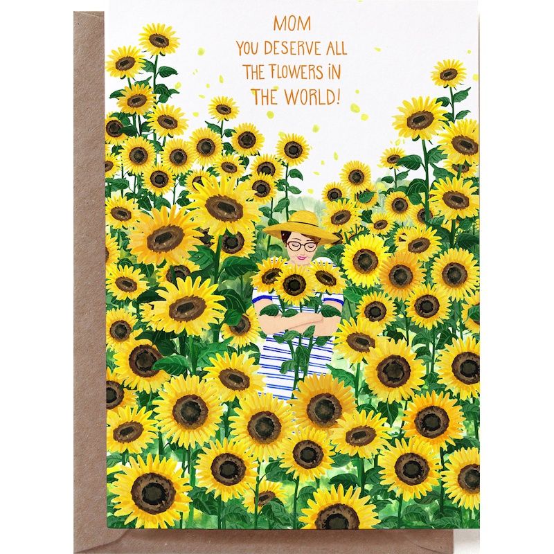 Dubbele kaart moederdag &#39;Mom you deserve all the flowers&#39;