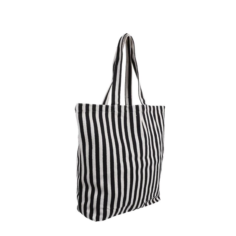 Katoenen tas gestreept wit · zwart