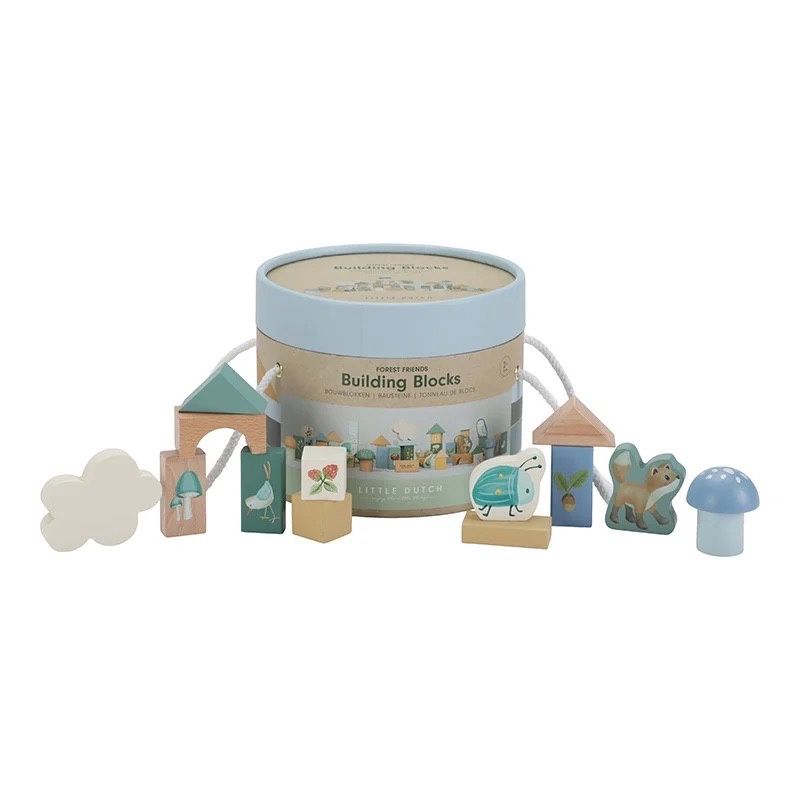 Little Dutch Bouwblokken - Blauw - Forest Friends