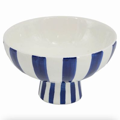 Aardewerk · Plateau schaal blauw gestreept