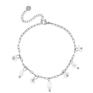 Armband Stainless steel pearls Silver- pearl white