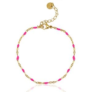 Armband Neon fuchsia pink-gold epoxy stainless steel
