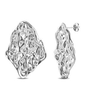 Oorbellen irregular square silver