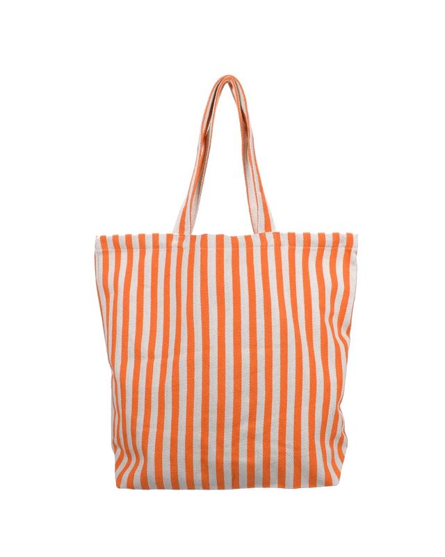 Katoenen tas gestreept wit · oranje