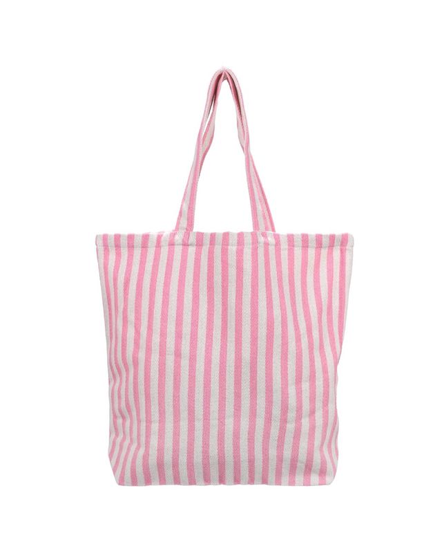 Katoenen tas gestreept wit · light pink