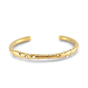 Bangle armband gold smal diamond/pearls
