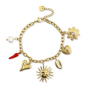 Armband met bedels summer Gold-red-white