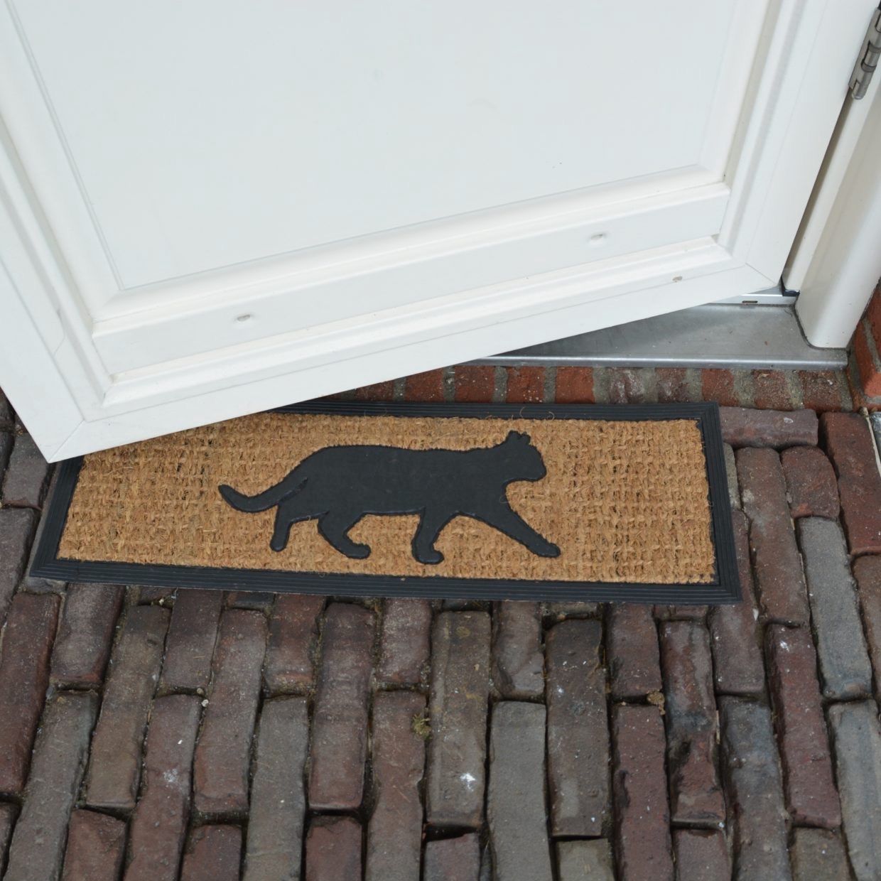 Deurmat rubber/kokos poes kat