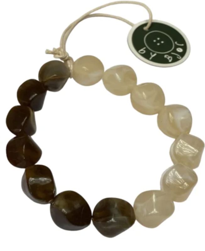 Bybjor Duo Color Beads Bracelet ·  Beige / Brown