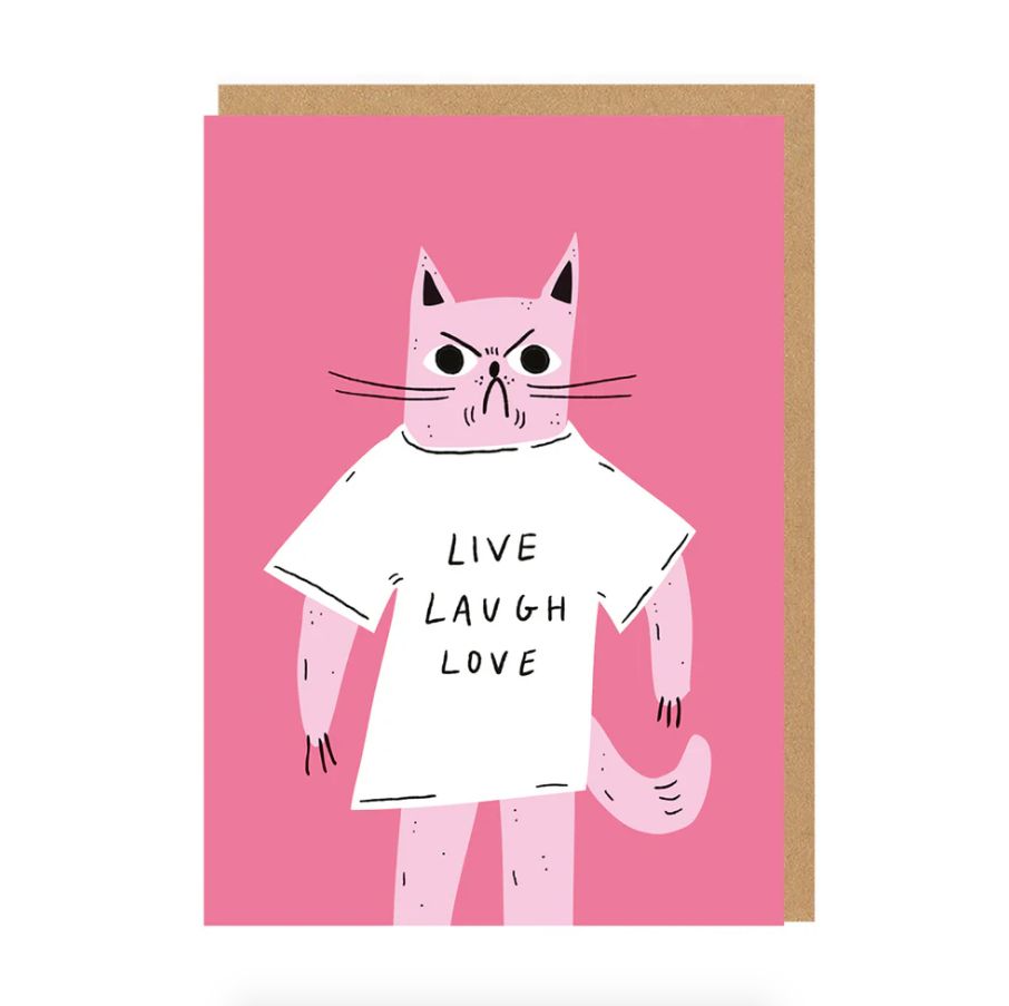 Wenskaart · live laugh love cat