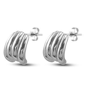 Oorbellen zilver waves rib