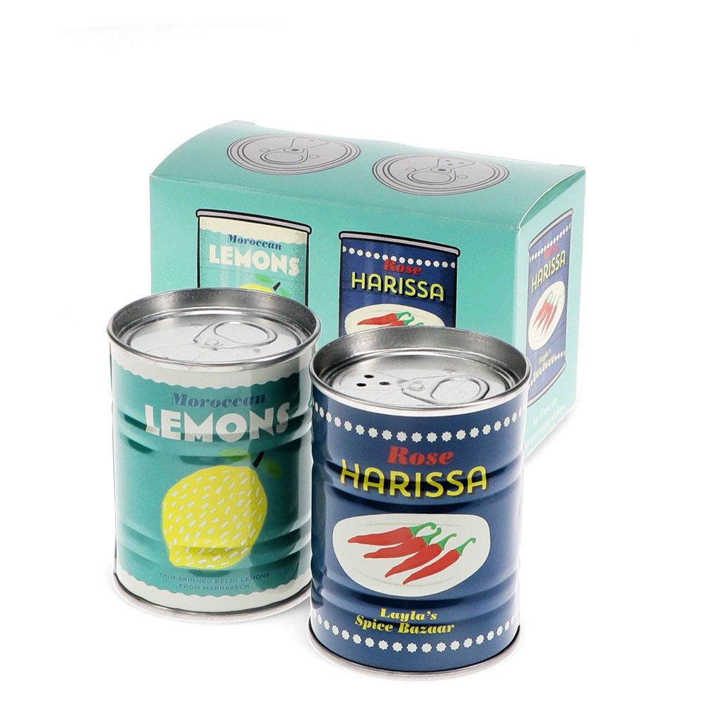 Zout- en peperstrooiers van blik · Lemons and harissa