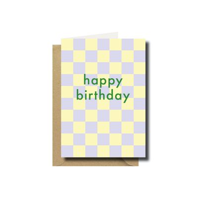 Dubbele kaart · Happy birthday yellow/lila