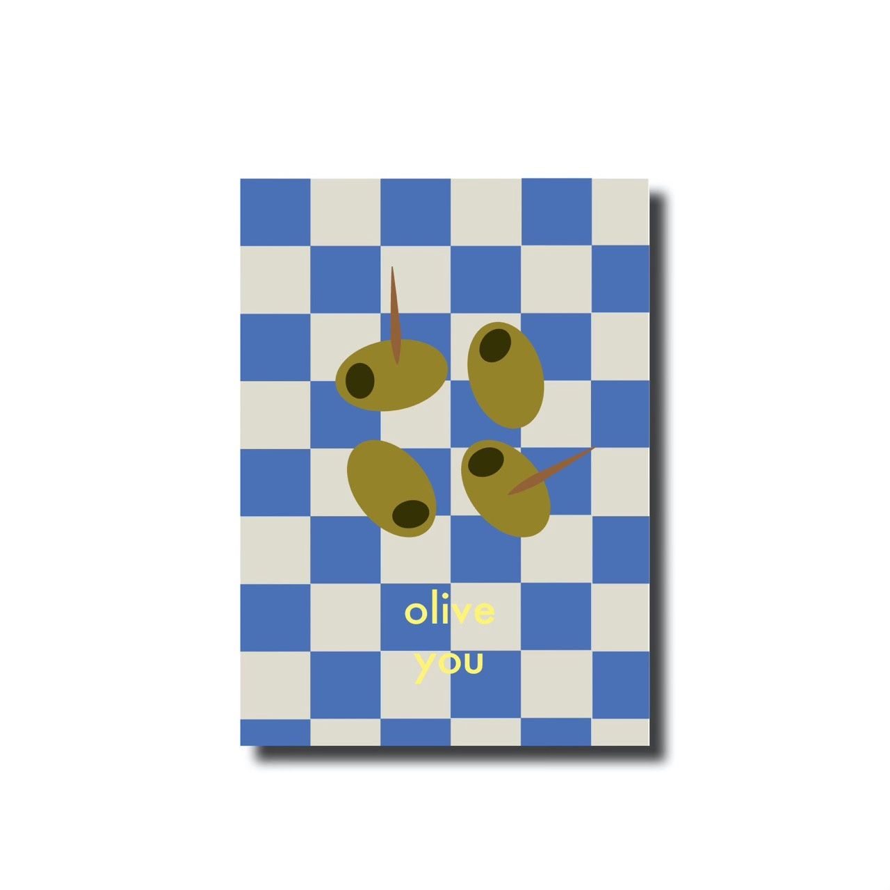 Ansichtkaart · Olive you - checkered