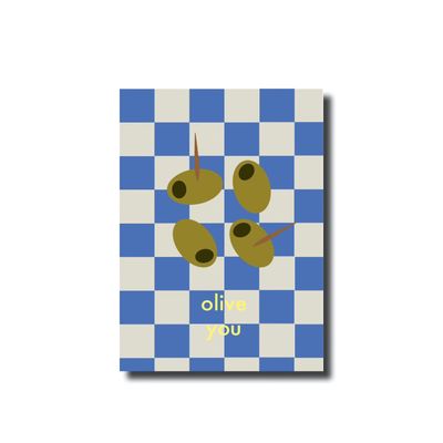 Ansichtkaart · Olive you - checkered