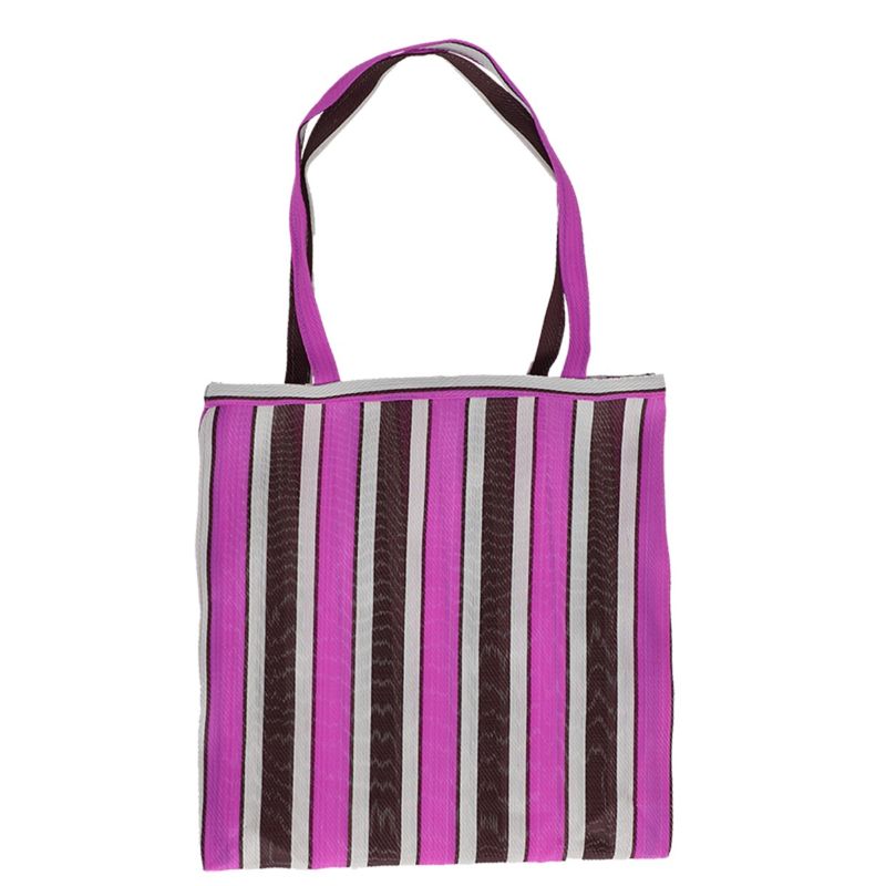 Tas net gestreept · roze/wit/bruin
