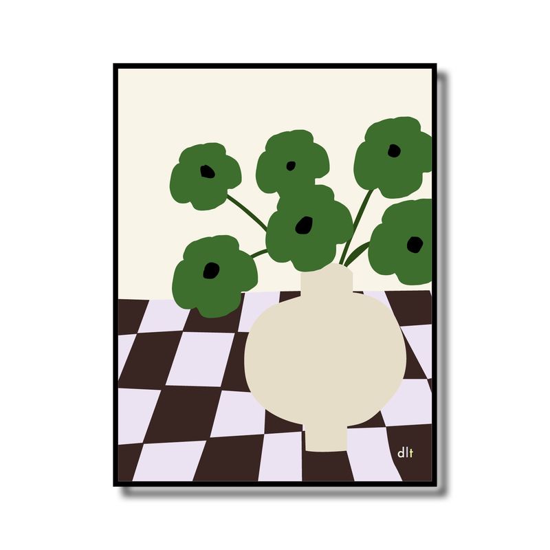 Print in lijst 'green flowers'