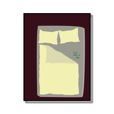 Print in lijst &#39;let&#39;s stay in bed yellow blankets&#39;