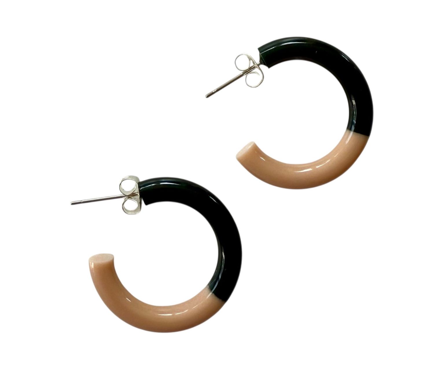 Bybjor Duo Color Hoop Earrings, Kleur: Blush-Emerald