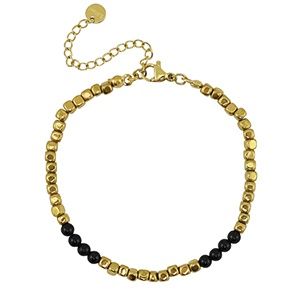 Armband kraaltjes Gold-black