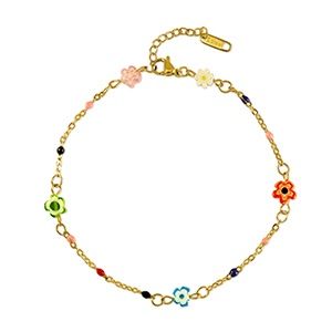 Armband  millefiore flower multicolour