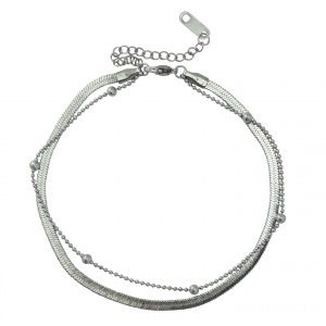 Enkelbandje duo layer Silver